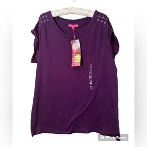 NWT GLO Jeans juniors plus 1x purple rivet top